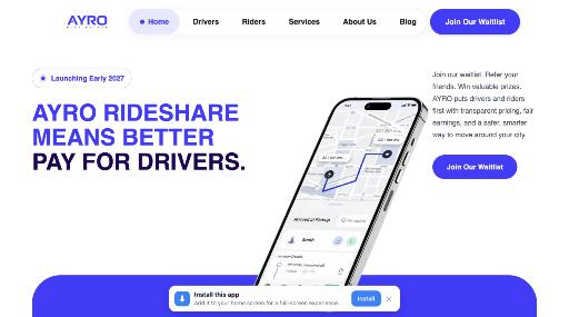 Homepage of AYRO