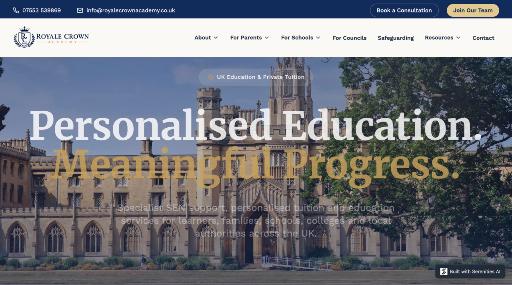 Homepage of Royale Crown Academy